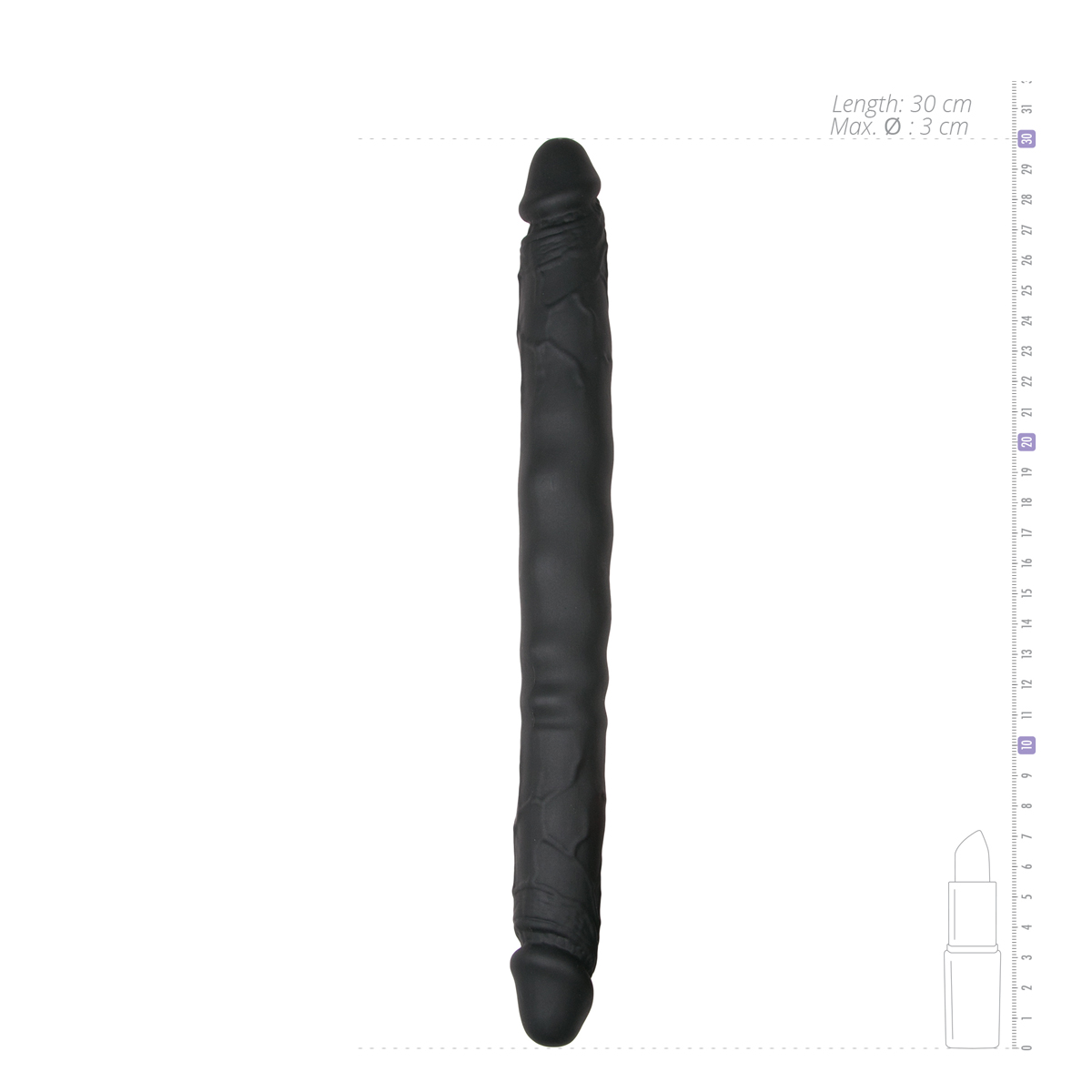 Doppeldildo Schwarz 30 cm 